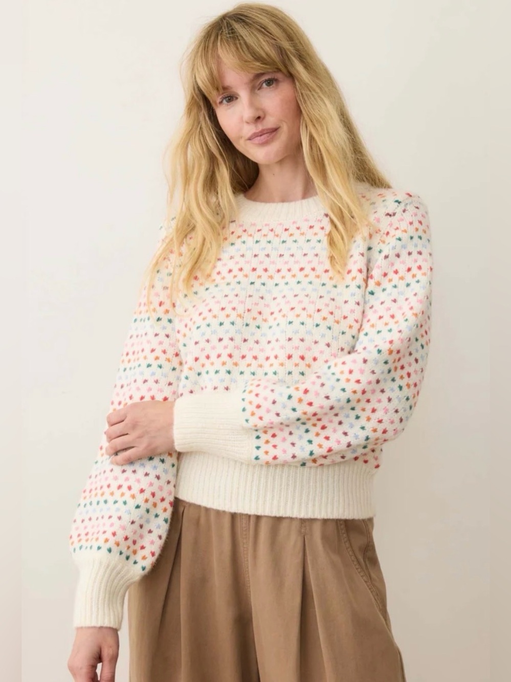 Marine Layer Alma Rainbow Speckle Wool Alpaca Blend Sweater Small